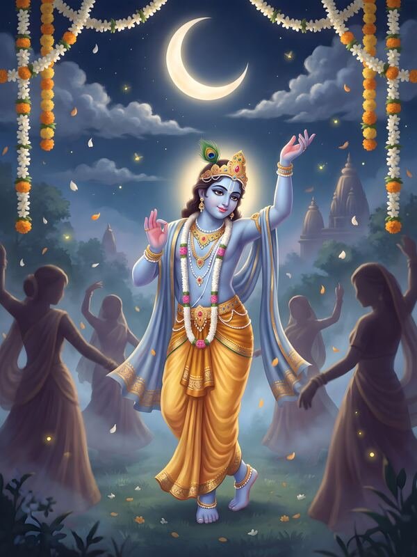Krishna Raas Leela at Night – Ultra HD God Photo