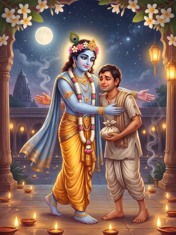 Krishna Embracing Sudama – Ultra HD God Photo