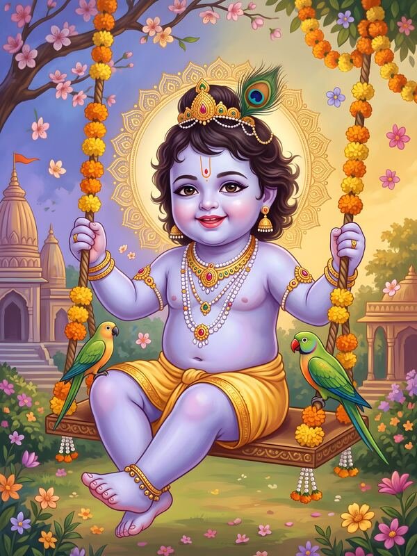 Bal Krishna on the Swing – Ultra HD God Photo