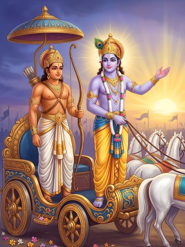 Krishna Arjuna on the Chariot 06 – Ultra HD God Photo