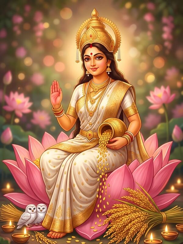 Maa Lakshmi Dhanya Lakshmi on Lotus 03 – Ultra HD God Photo