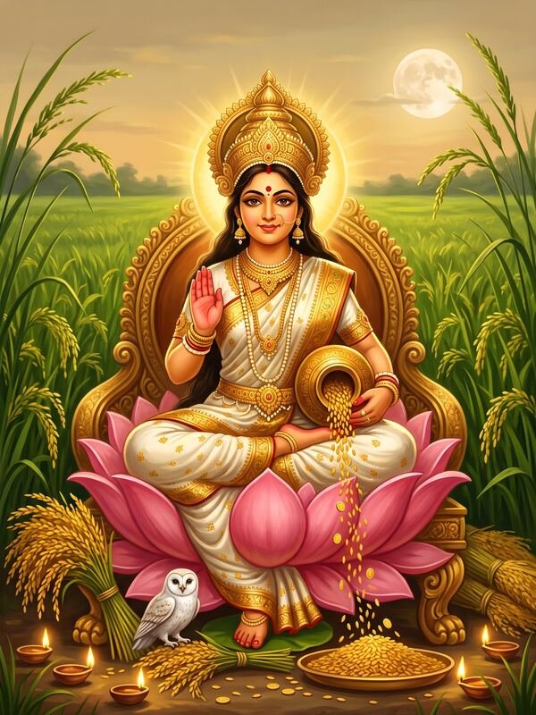 Maa Lakshmi Dhanya Lakshmi on Lotus 05 – Ultra HD God Photo