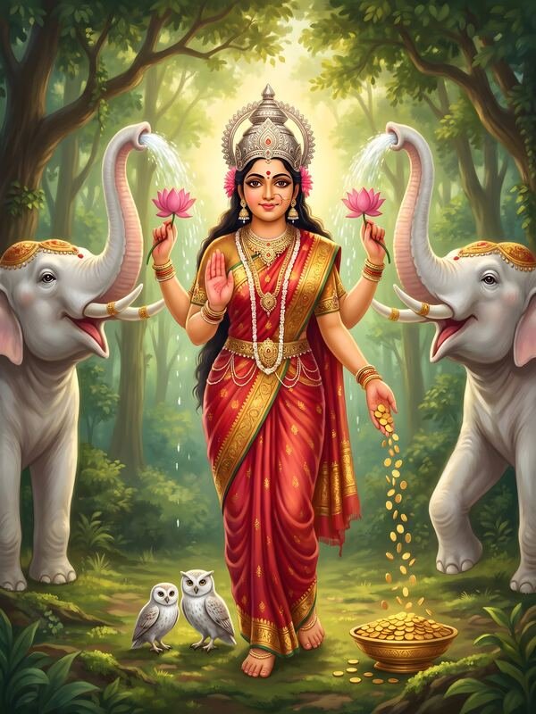 Maa Lakshmi with Elephants 04 – Ultra HD God Photo