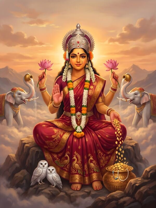 Gaja Lakshmi with Elephants 04 – Ultra HD God Photo