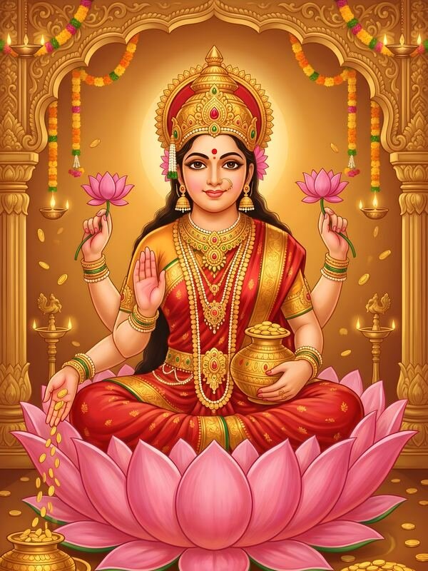 Maa Lakshmi on Lotus with Owl 25 – Ultra HD God Photo
