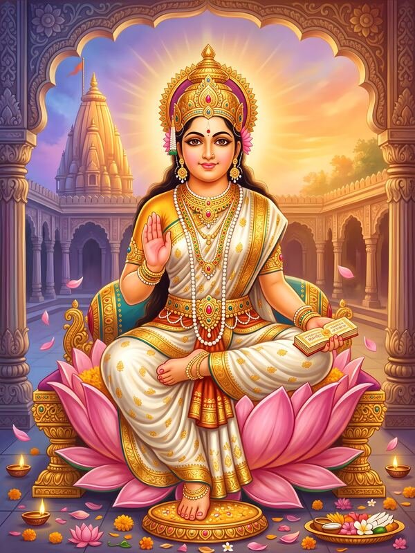 Maa Lakshmi on Golden Throne – Ultra HD God Photo