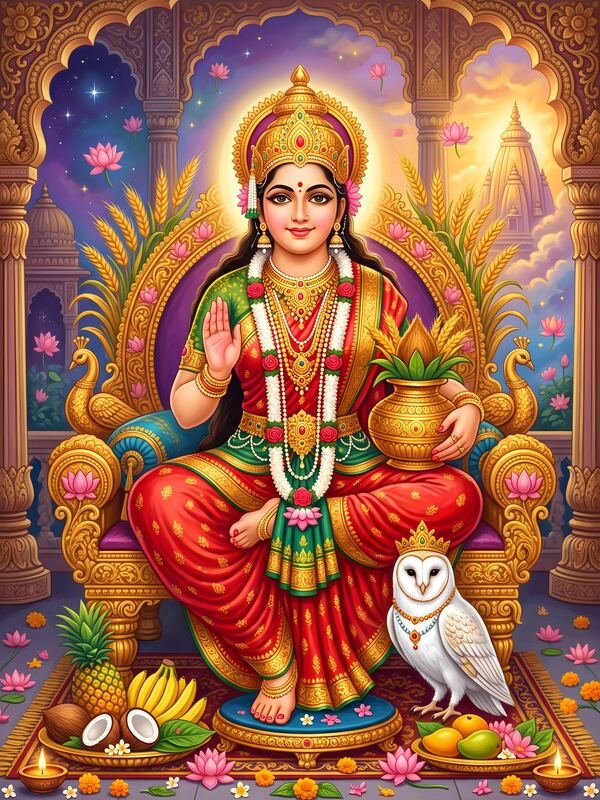 Maa Lakshmi on Golden Throne 03 – Ultra HD God Photo