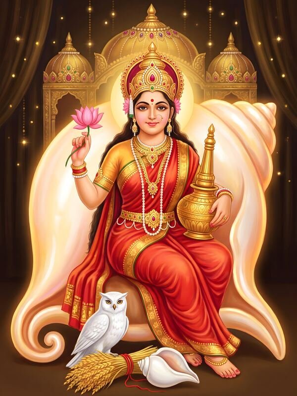 Maa Lakshmi on the Conch Shell – Ultra HD God Photo