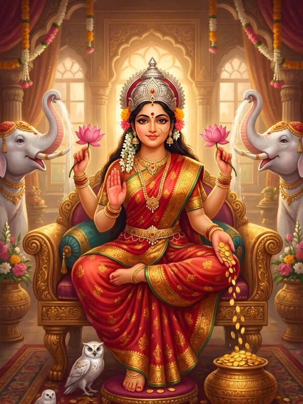 Maa Lakshmi on Golden Throne 10 – Ultra HD God Photo