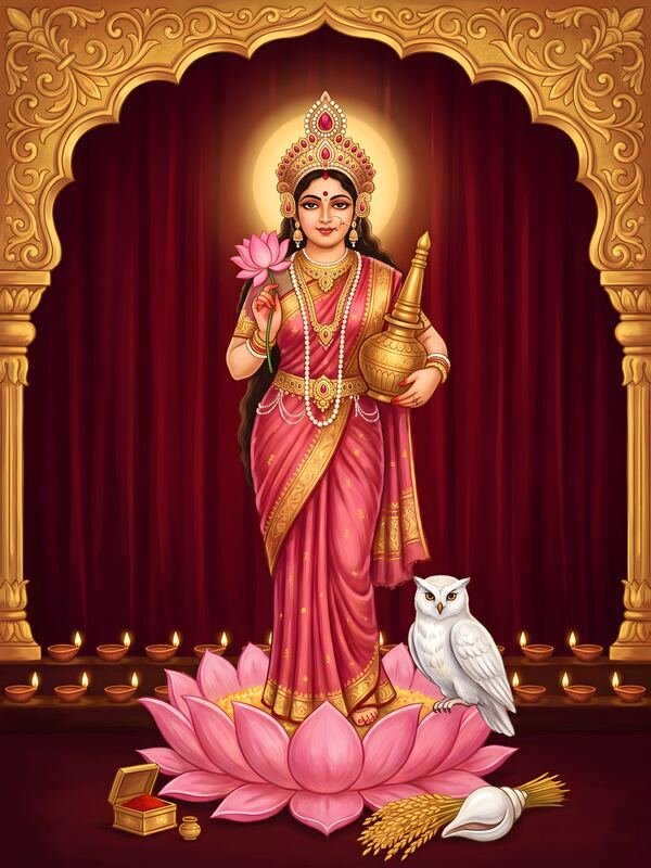 Maa Lakshmi Standing on Lotus 03 – Ultra HD God Photo
