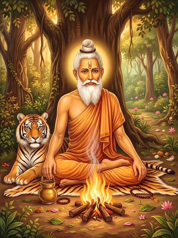 Baba Lokenath with Tiger in the Forest 02 – Ultra HD God Photo