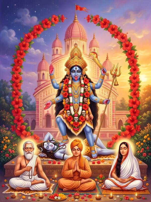 Maa Kali with Sri Ramakrishna and Maa Sarada 05 – Ultra HD God Photo