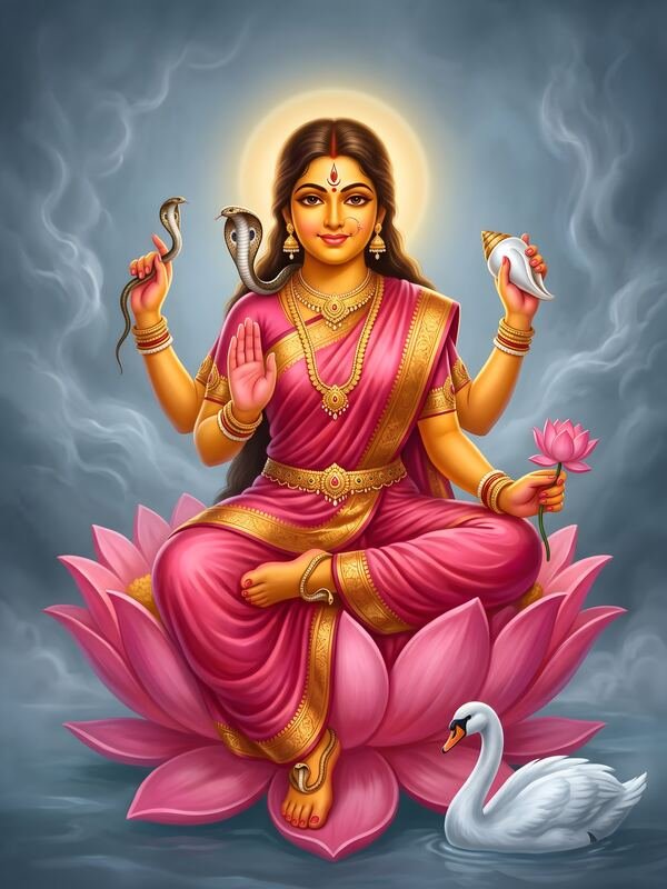 Maa Manasa Devi with Snakes and Swan 06 – Ultra HD God Photo