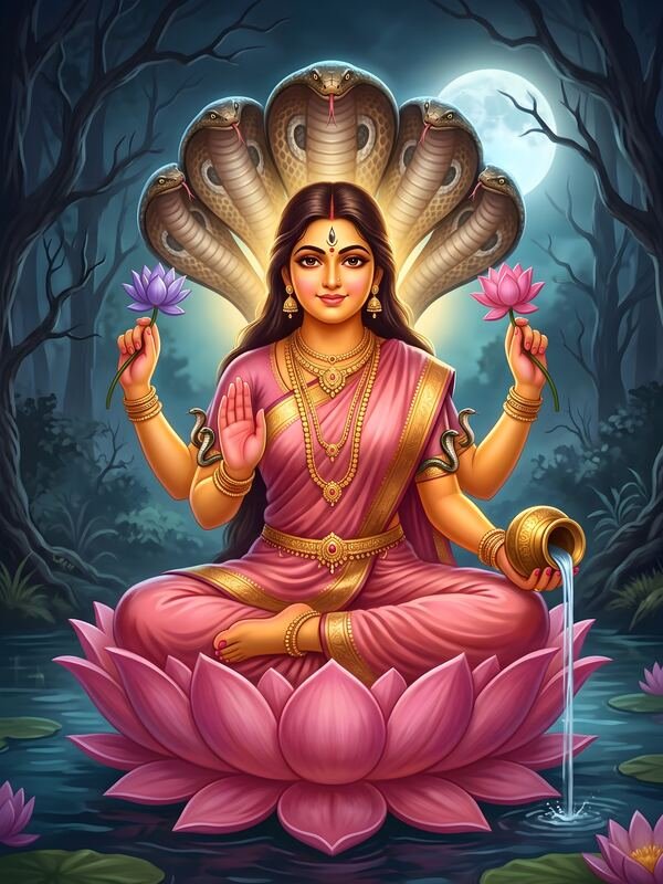 Maa Manasa Devi with Snakes and Swan 18 – Ultra HD God Photo