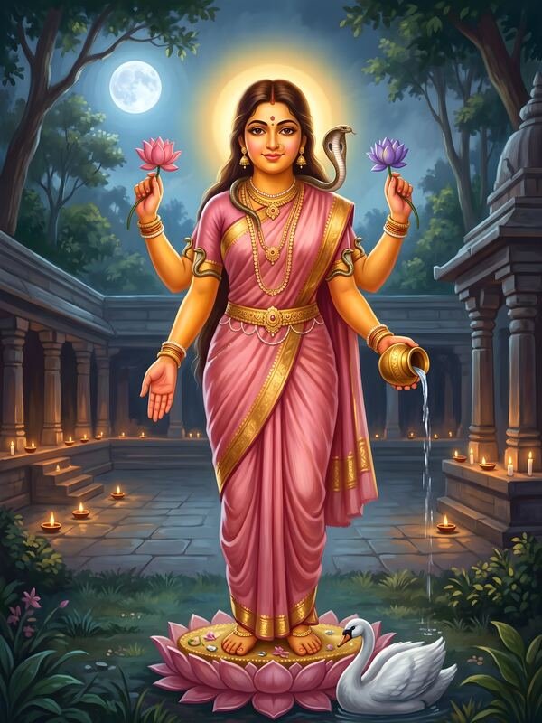 Maa Manasa Devi with Snakes and Swan 19 – Ultra HD God Photo