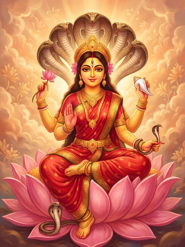 Maa Manasa Devi with Snakes and Swan 26 – Ultra HD God Photo