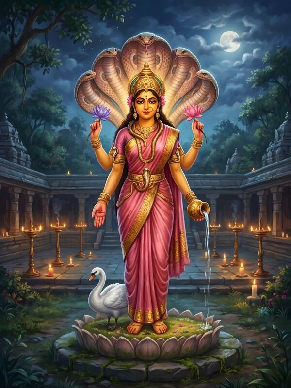 Maa Manasa Devi with Snakes and Swan 37 – Ultra HD God Photo