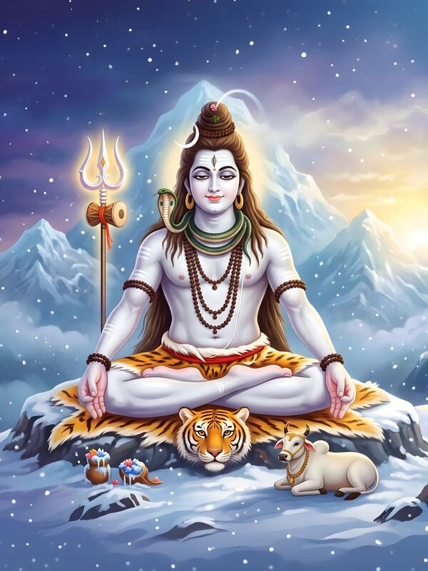 Lord Shiva Meditating in the Himalayas 03 – Ultra HD God Photo (Landscape)