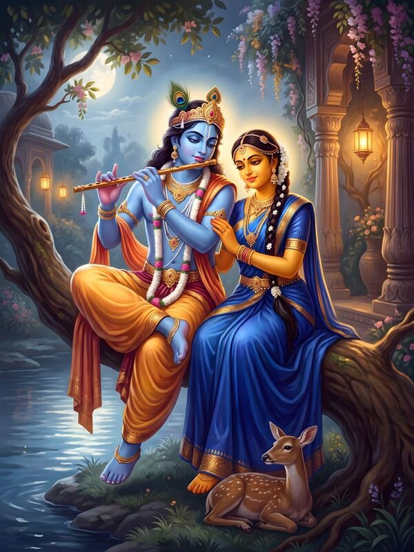 Radha Krishna in the Garden 02 – Ultra HD God Photo