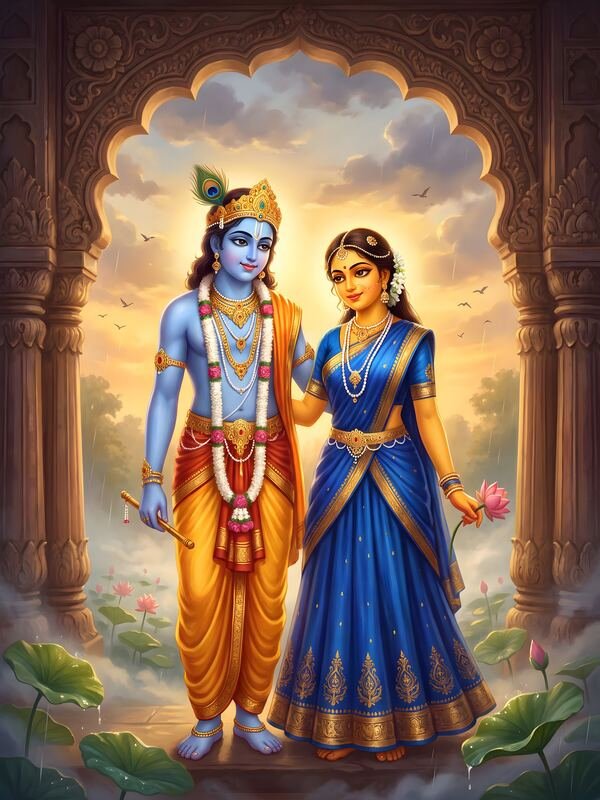 Radha Krishna Dancing under the Moon 03 – Ultra HD God Photo