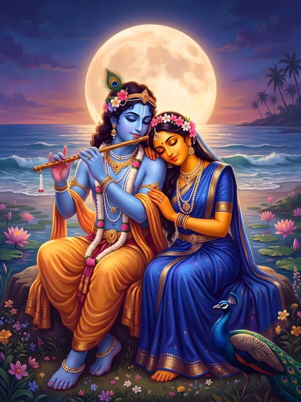 Radha Krishna Dancing under the Moon 05 – Ultra HD God Photo