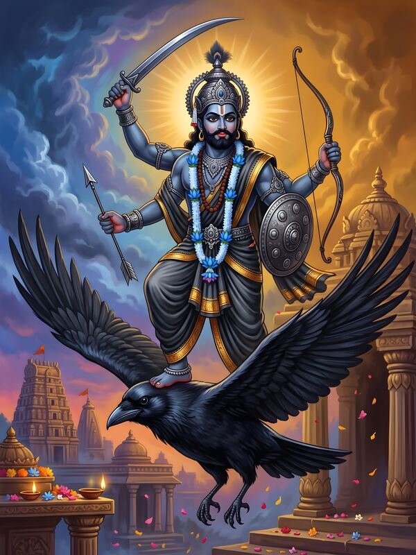 Lord Shani Dev on Crow – Ultra HD God Photo