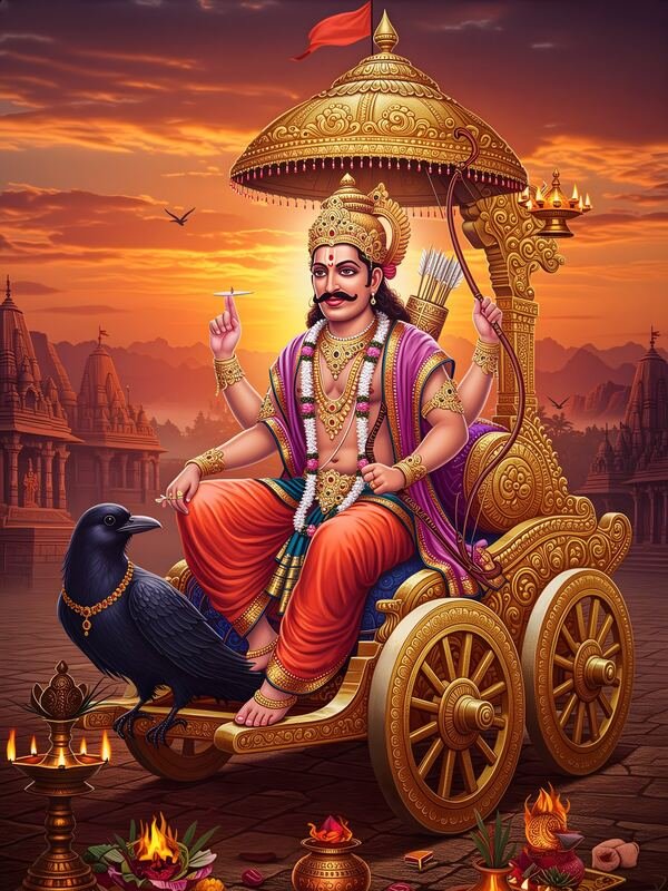 Lord Shani Dev on Golden Chariot 08 – Ultra HD God Photo