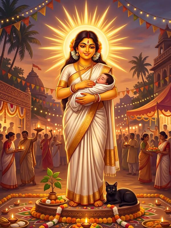 Maa Shashthi Devi with Baby 04 – Ultra HD Devotional Art