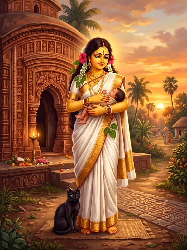 Maa Shashthi Devi with Baby 06 – Ultra HD Devotional Art