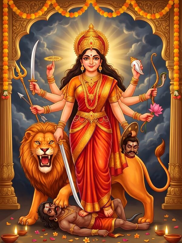 Maa Durga Dashabhuja with Lion 65 – Ultra HD God Photo
