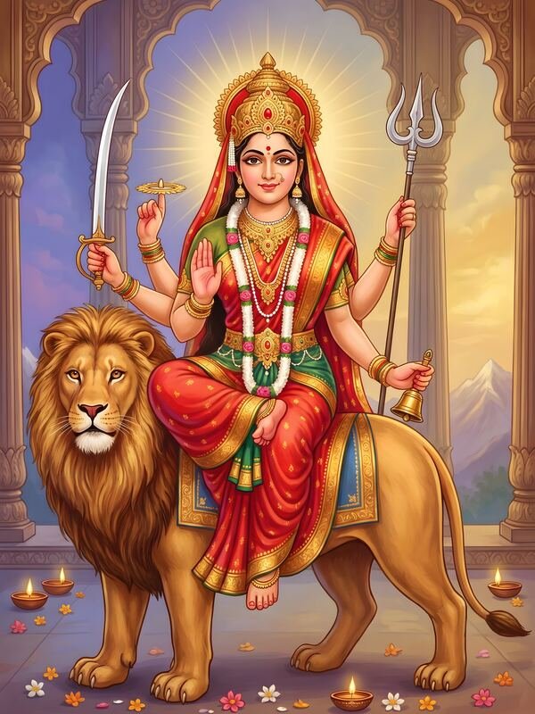 Maa Durga with Lion 07 – Ultra HD God Photo