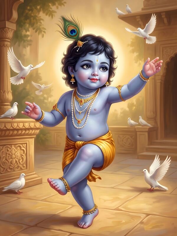 Bal Krishna Dancing in the Palace 02 – Ultra HD God Photo