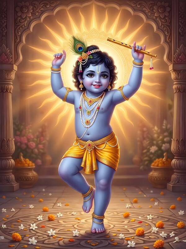 Joyful Bal Krishna Dancing 05 – Ultra HD God Photo