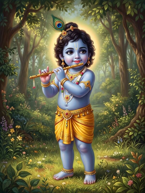 Bal Krishna in the Forest 02 – Ultra HD God Photo