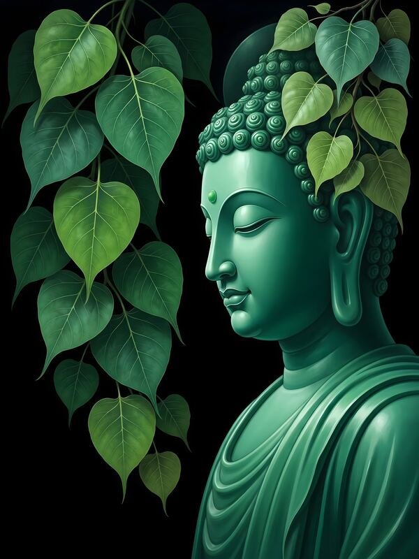 Gautam Buddha with Bodhi Leaves 04 – Ultra HD God Photo