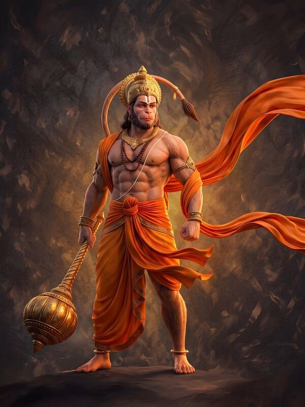 Lord Hanuman with Flowing Saffron Cloth – Ultra HD God Photo