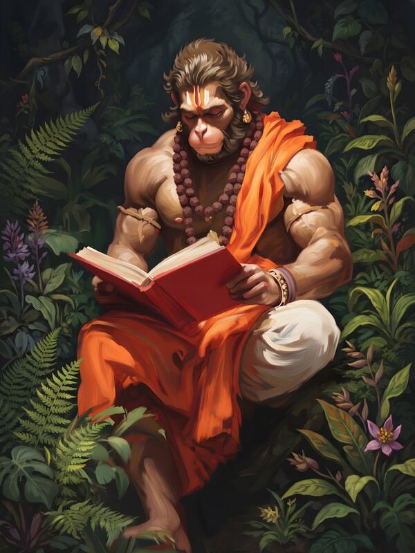 Lord Hanuman Reading Ramayan 02 – Ultra HD God Photo