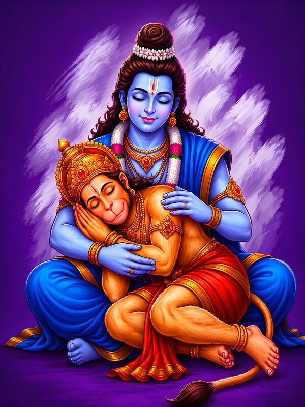 Lord Rama Embracing Hanuman 02 – Ultra HD God Photo