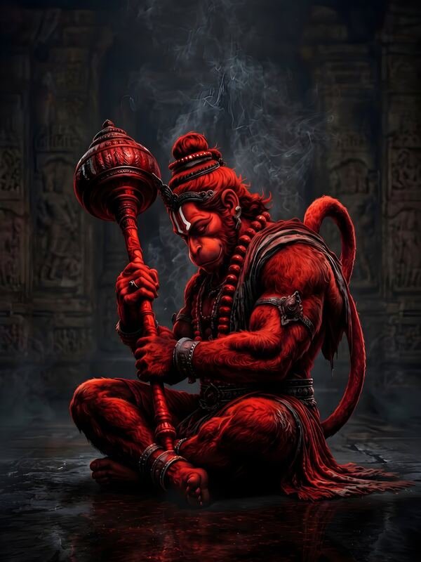 Lord Hanuman Red Sky Art 06 – Ultra HD God Photo