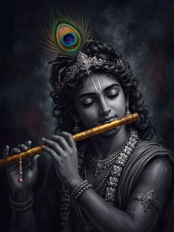 Krishna Playing Flute in the Dark 10 – Ultra HD God Photo