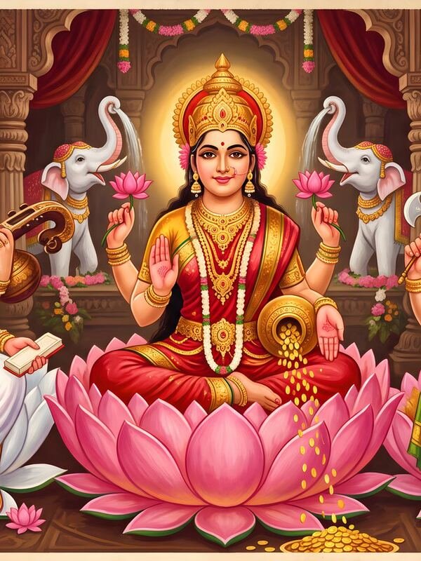 Maa Lakshmi Ganesh Saraswati 17 – Ultra HD God Photo (Landscape)