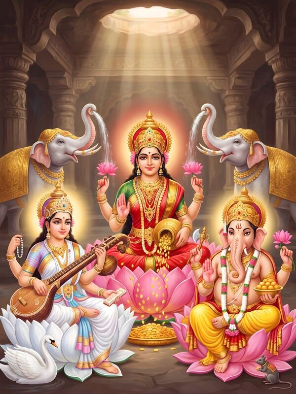 Maa Lakshmi Ganesh Saraswati 72 – Ultra HD God Photo