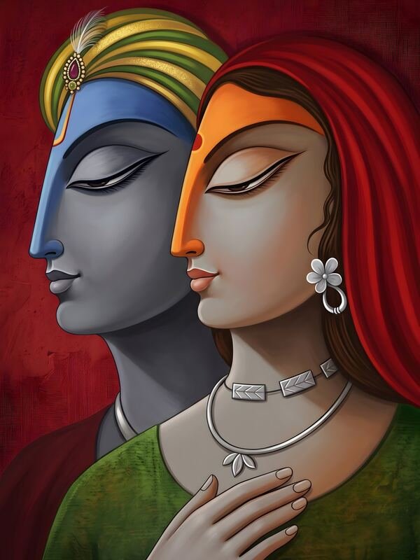 Radha Krishna Folk Style Art 13 – Ultra HD God Photo