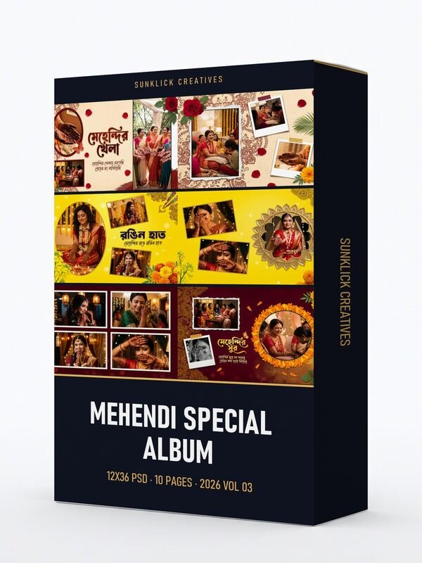 Mehendi Special Album Design PSD 12x36 – 10 Pages (2026 Edition Vol. 03)