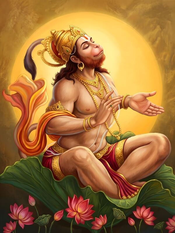 Lord Hanuman Meditating on Lotus – Ultra HD God Photo