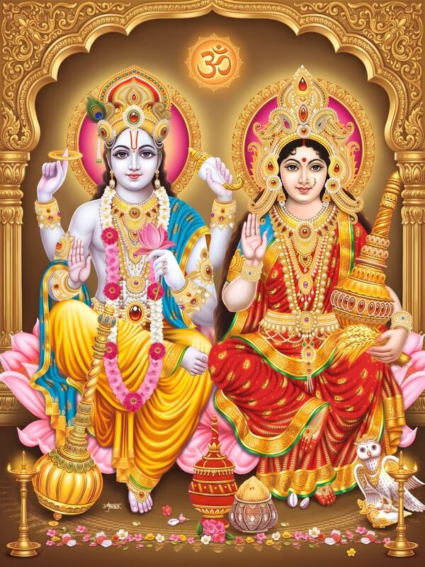 Lakshmi Narayan with Om Calendar Art 01 – Ultra HD God Photo