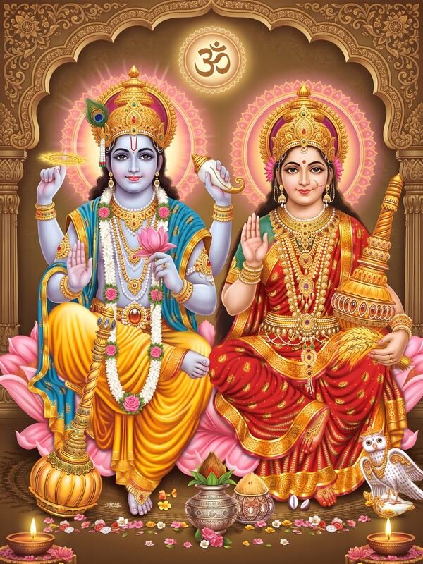Lakshmi Narayan with Om Calendar Art 02 – Ultra HD God Photo