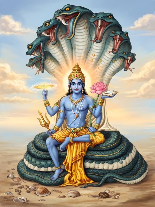 Lord Vishnu on Sheshnag Art 04 – Ultra HD God Photo