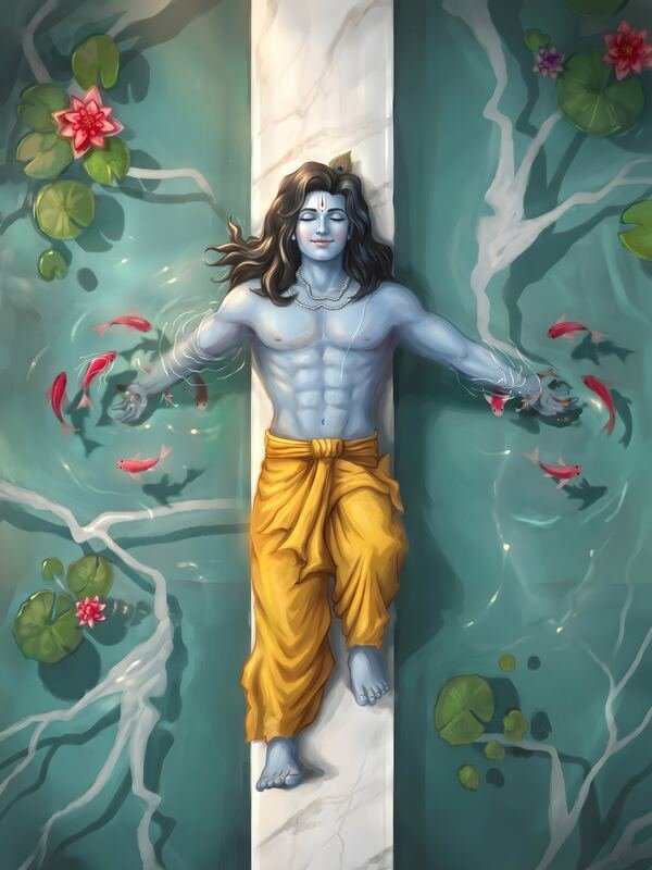 Krishna Floating Fantasy Art – Ultra HD God Photo