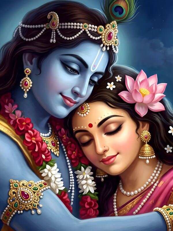 Radha Krishna Close-up Art 26 – Ultra HD God Photo (Landscape)